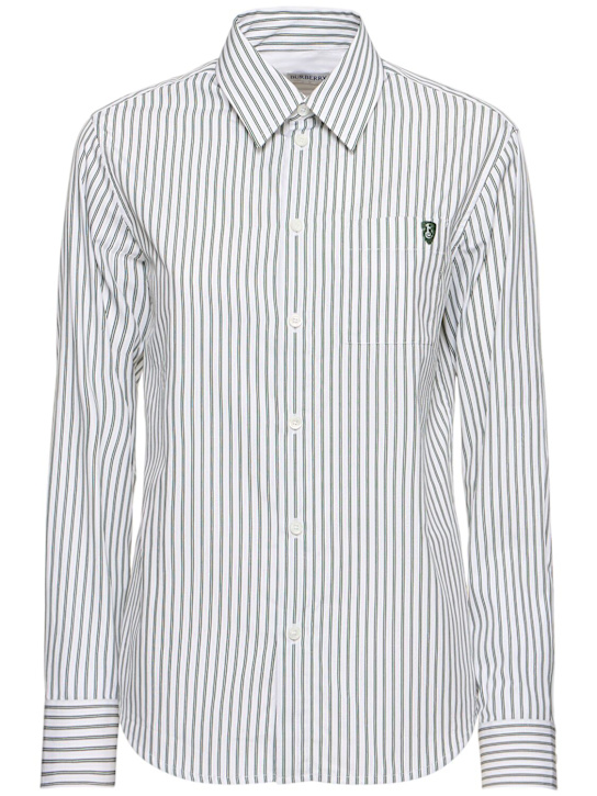 Burberry: Camicia in popeline a righe con taschino - women_0 | Luisa Via Roma