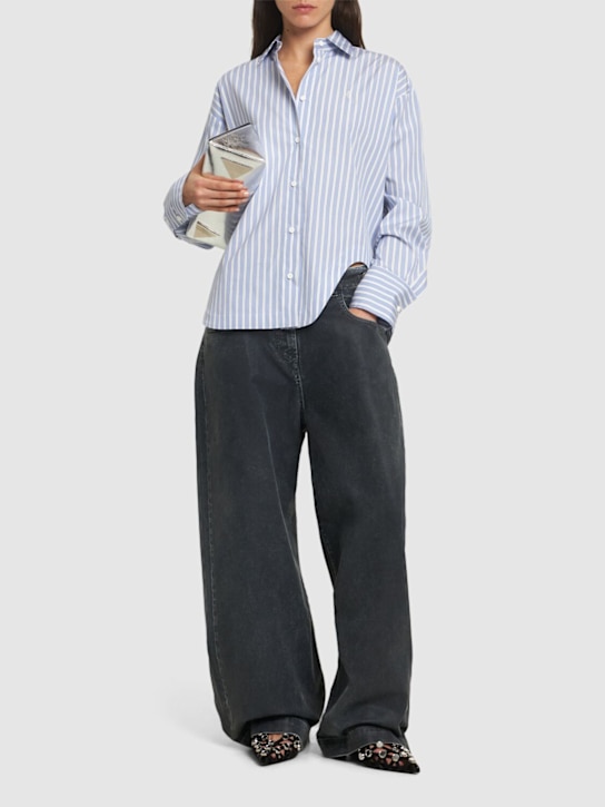 The Attico: Eliza striped cotton poplin shirt - women_1 | Luisa Via Roma