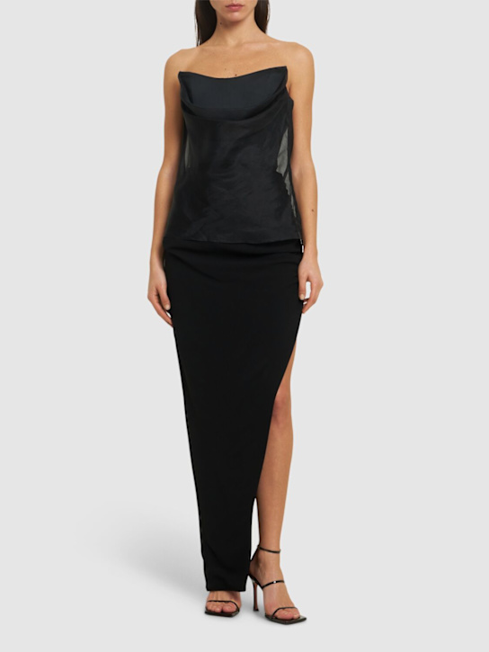 Del Core: Viscose gathered long skirt w/side split - women_1 | Luisa Via Roma