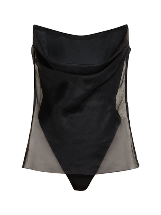 Del Core: Draped silk bustier top - women_0 | Luisa Via Roma