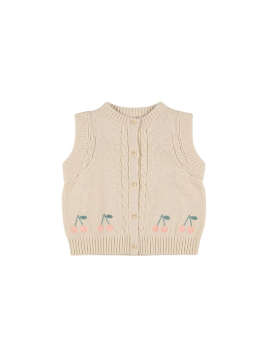 Bonpoint: コットンニットベスト - オフホワイト - kids-girls_0 | Luisa Via Roma