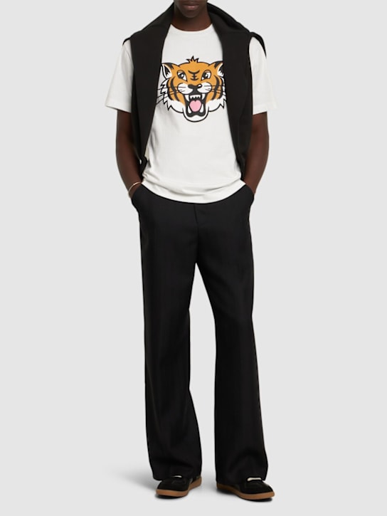 Kenzo Paris: Happy Tiger classic cotton t-shirt - Off-White - men_1 | Luisa Via Roma