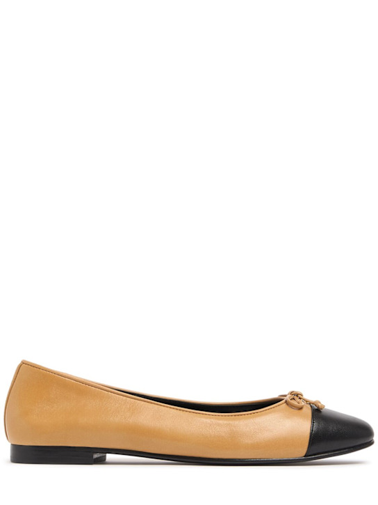 Tory Burch: 10mm Cap-toe leather ballerina flats - women_0 | Luisa Via Roma