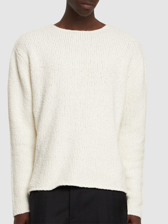 Commas: Cotton blend crewneck sweater - Off-White - men_2 | Luisa Via Roma
