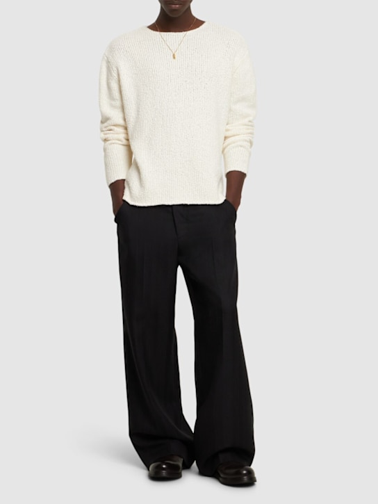 Commas: Cotton blend crewneck sweater - Off-White - men_1 | Luisa Via Roma