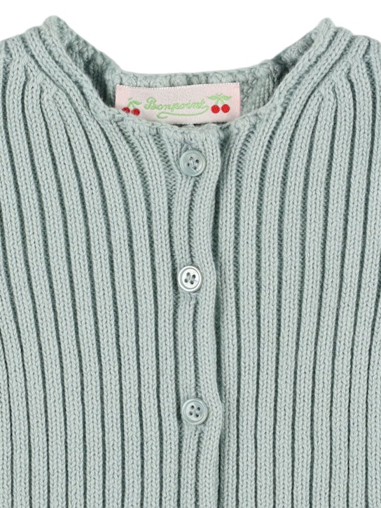 Bonpoint: コットン＆ウール ニットカーディガン - ライトグリーン - kids-girls_1 | Luisa Via Roma