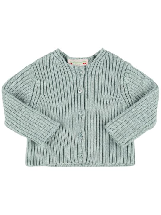 Bonpoint: コットン＆ウール ニットカーディガン - ライトグリーン - kids-girls_0 | Luisa Via Roma