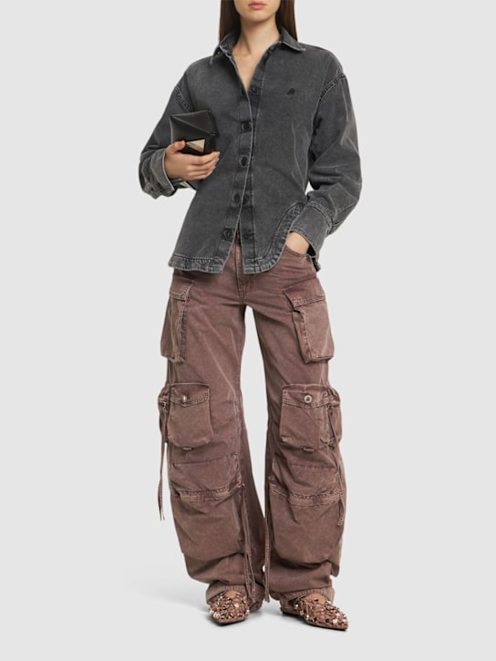 The Attico: Fern low rise wide leg cargo jeans - Washed Mauve - women_1 | Luisa Via Roma