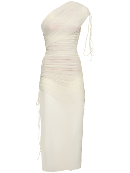 Del Core: One shoulder draped midi dress - women_0 | Luisa Via Roma