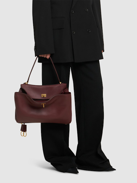 Balenciaga: Medium Rodeo leather shoulder bag - Dark Burgundy - women_1 | Luisa Via Roma
