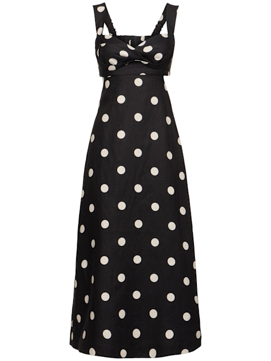 Zimmermann: Crush polka dotted linen midi dress - women_0 | Luisa Via Roma
