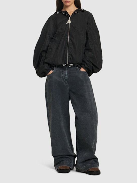 The Attico: Giacca bomber in twill con cappuccio - Nero - women_1 | Luisa Via Roma