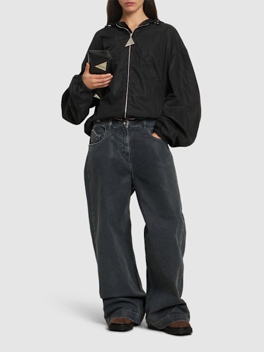 The Attico: Mat coated canvas wide leg jeans - Navy - women_1 | Luisa Via Roma