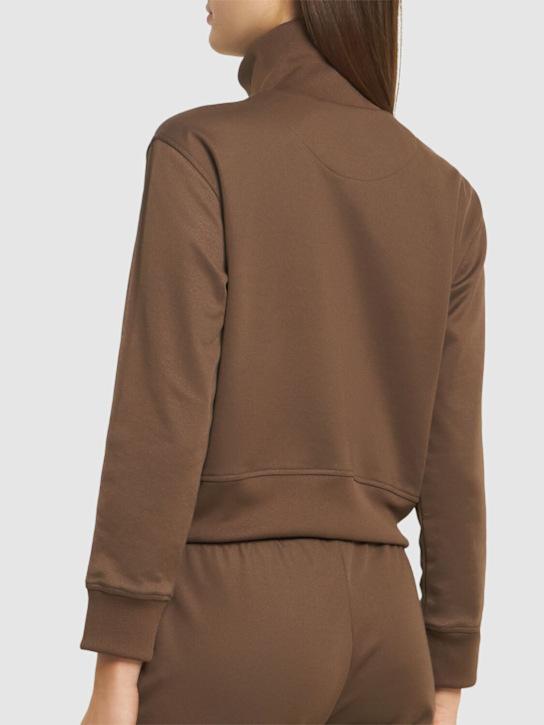 The Attico: Shiny jersey zip track top - Brown - women_2 | Luisa Via Roma