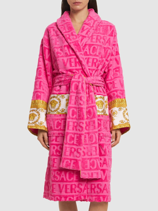 Versace: Barocco & Robe bathrobe - Fuchsia - ecraft_2 | Luisa Via Roma