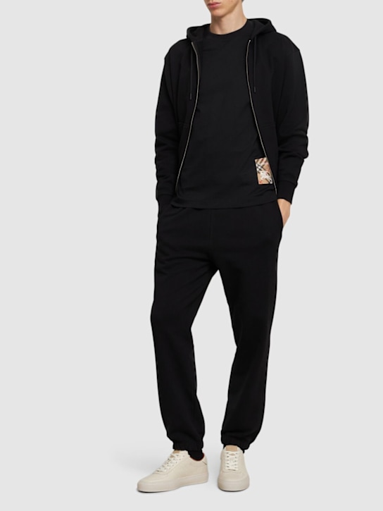 Burberry: Burberry Check label t-shirt - Black - men_1 | Luisa Via Roma