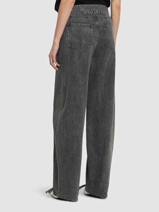 Rotate: Pantaloni in denim con lacci - Nero - women_2 | Luisa Via Roma