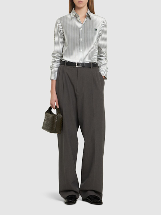 Burberry: Camicia in popeline a righe con taschino - women_1 | Luisa Via Roma