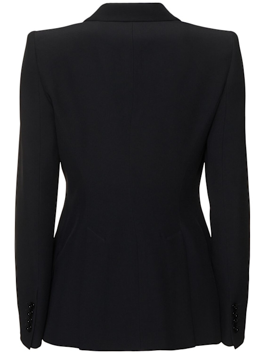 McQueen: 叶绉单排扣修身夹克 - 黑色 - women_3 | Luisa Via Roma