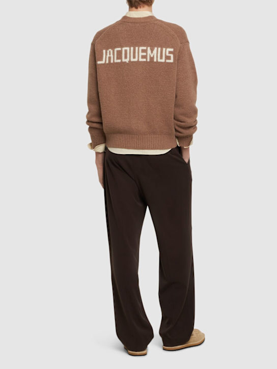 Jacquemus: Le cardigan jacquemus knit cardigan - Light Brown - men_1 | Luisa Via Roma