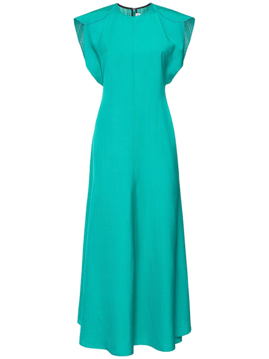 Folded cap sleeve viscose midi dress - Thumbnail 1