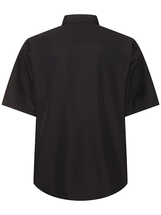 Burberry: Regular fit cotton short sleeve shirt - Black - men_3 | Luisa Via Roma