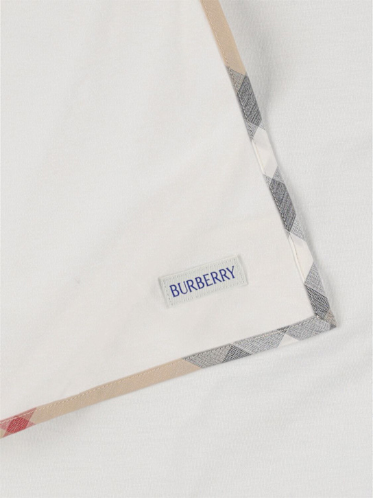 Burberry: Coperta in jersey di cotone stampa check - Bianco - kids-boys_1 | Luisa Via Roma