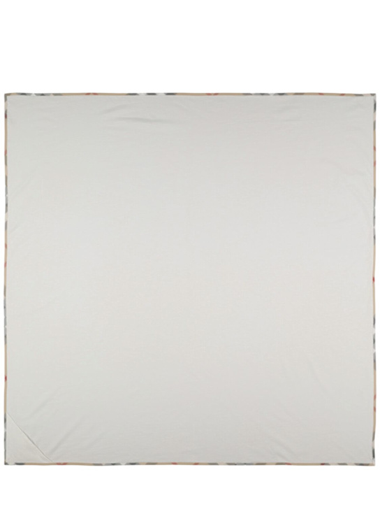 Burberry: Coperta in jersey di cotone stampa check - Bianco - kids-boys_0 | Luisa Via Roma