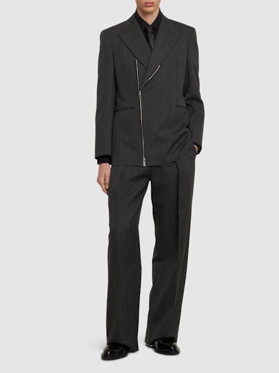 Burberry: Blazer in lana con zip - Grigio - men_1 | Luisa Via Roma