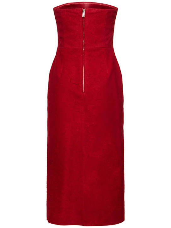McQueen: 麂皮无肩带连衣裙 - 红色 - women_3 | Luisa Via Roma