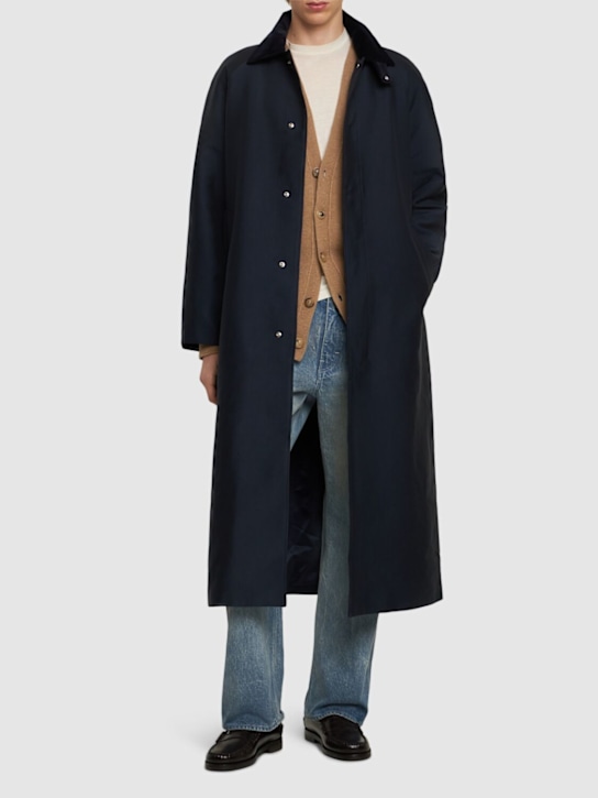 SUNFLOWER: Raglan cotton blend coat - Navy - men_1 | Luisa Via Roma