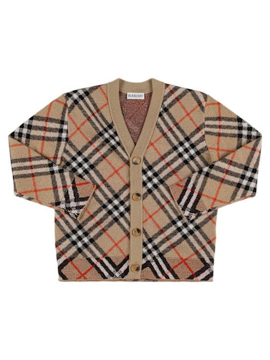 Burberry: Cardigan in maglia di lana - kids-girls_0 | Luisa Via Roma