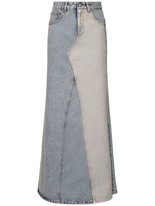 MM6 Maison Margiela: Mid rise cotton long skirt - women_0 | Luisa Via Roma