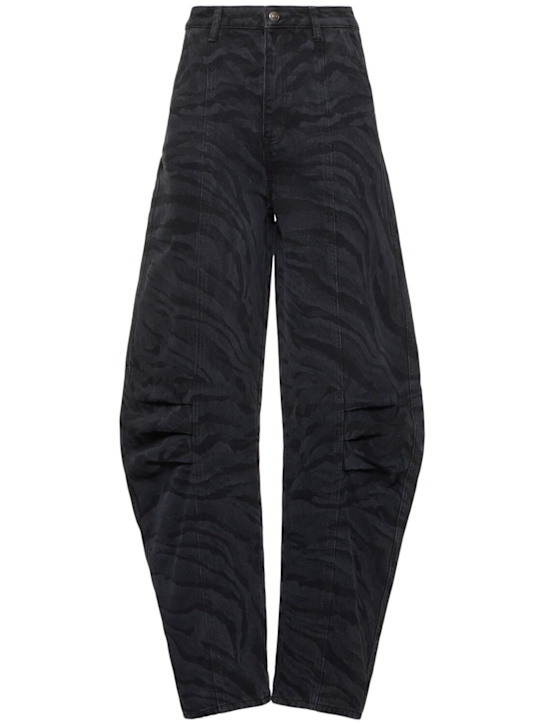 Rotate: Zebra cotton twill cargo jeans - Black/Grey - women_0 | Luisa Via Roma
