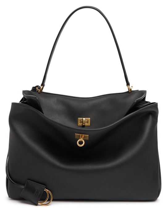 Balenciaga: Medium Rodeo leather shoulder bag - Black - women_0 | Luisa Via Roma