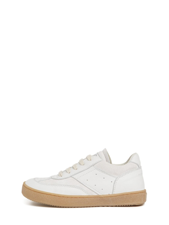 MM6 Maison Margiela: Sneakers in pelle con logo - Bianco - kids-boys_0 | Luisa Via Roma