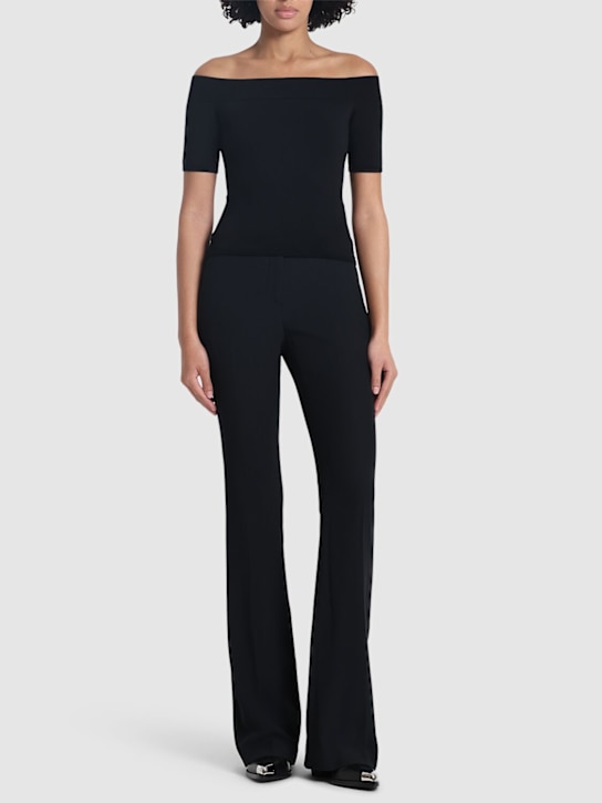 McQueen: Off-the-shoulder stretch knit top - Black - women_1 | Luisa Via Roma