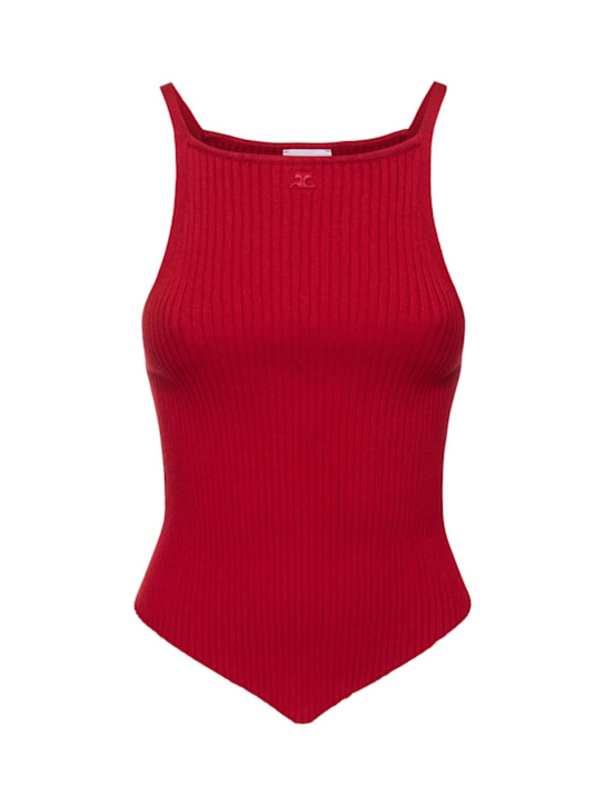 Courrèges: Signature pointy rib knit top - women_0 | Luisa Via Roma
