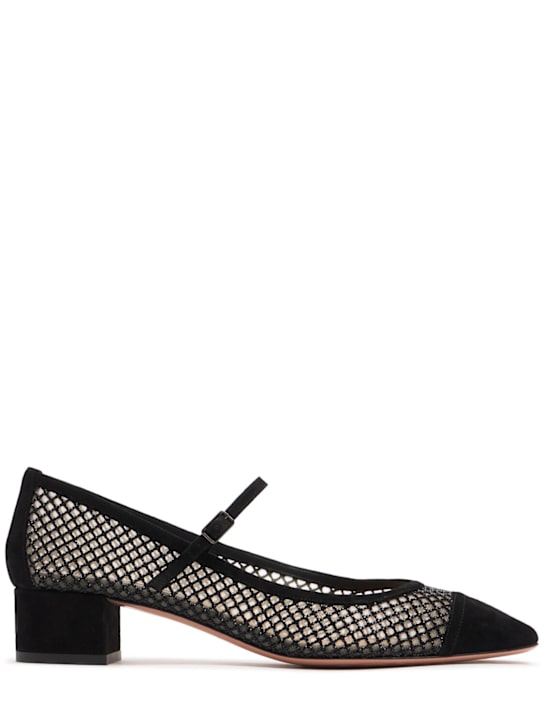 Aquazzura: 35mm Mayor crystal mesh pumps - women_0 | Luisa Via Roma