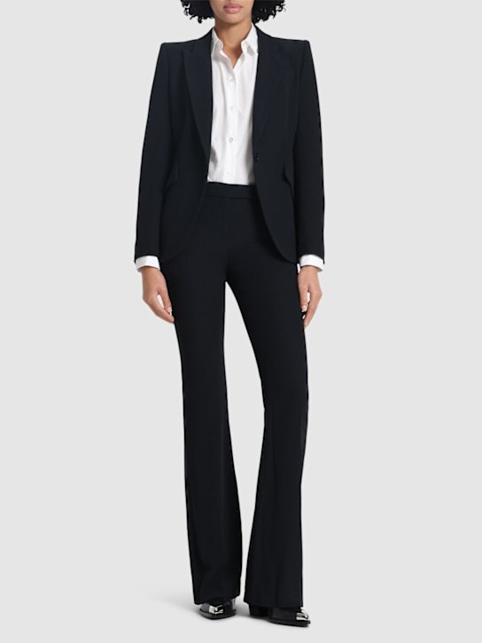 McQueen: Flared leaf crepe pants - Black - women_1 | Luisa Via Roma