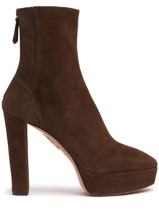 Aquazzura: 120mm Saint Honore suede plateau booties - women_0 | Luisa Via Roma