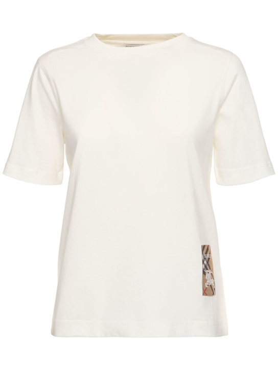Burberry: T-shirt in cotone con logo - women_0 | Luisa Via Roma