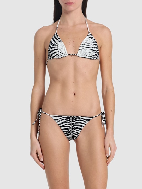 Roberto Cavalli: Zebra printed triangle bikini - women_1 | Luisa Via Roma