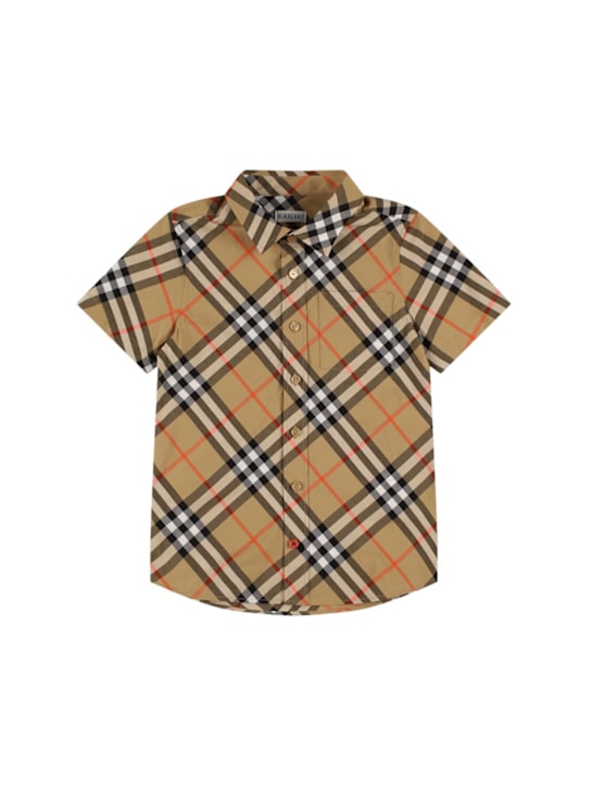 Burberry: Camicia in popeline di cotone stampato - kids-boys_0 | Luisa Via Roma