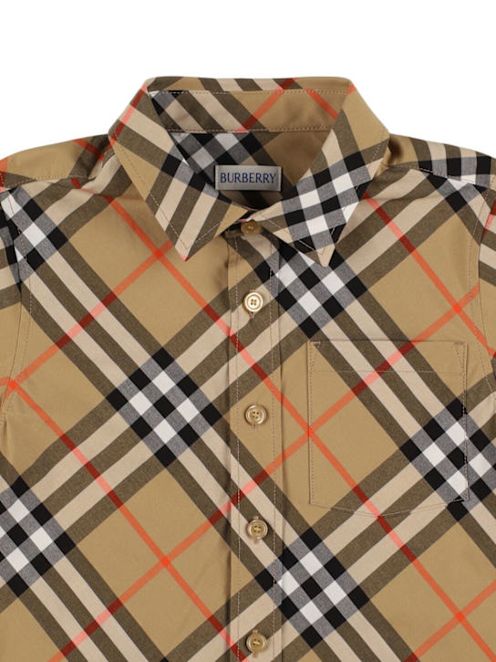 Burberry: Camicia in popeline di cotone stampato - kids-boys_1 | Luisa Via Roma