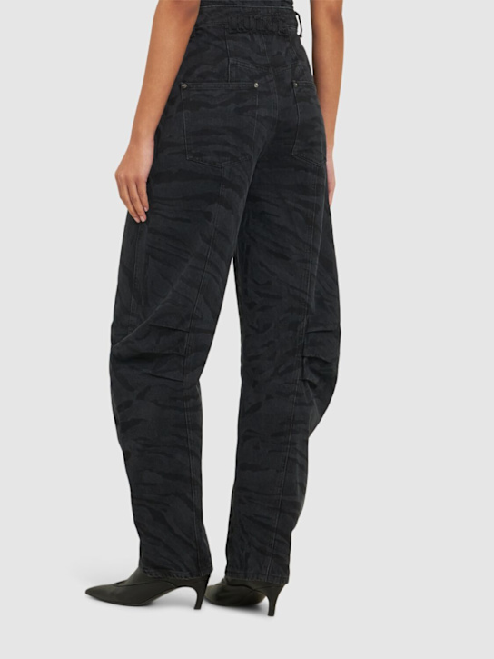 Rotate: Zebra cotton twill cargo jeans - Black/Grey - women_2 | Luisa Via Roma