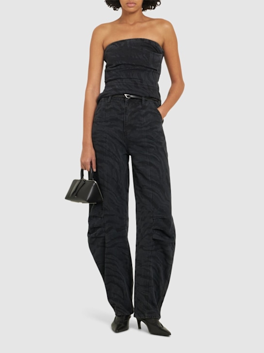 Rotate: Zebra cotton twill cargo jeans - Black/Grey - women_1 | Luisa Via Roma