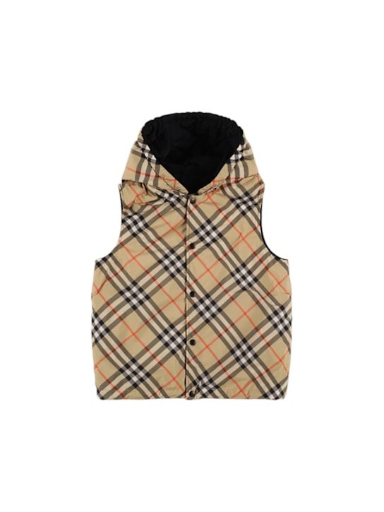 Burberry: Smanicato con stampa check e cappuccio - kids-girls_0 | Luisa Via Roma