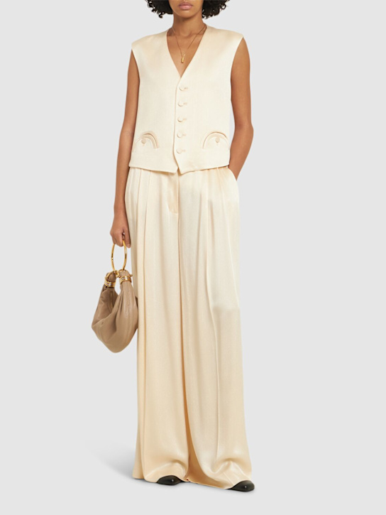 Blazé Milano: Husi viscose blend satin pants - women_1 | Luisa Via Roma