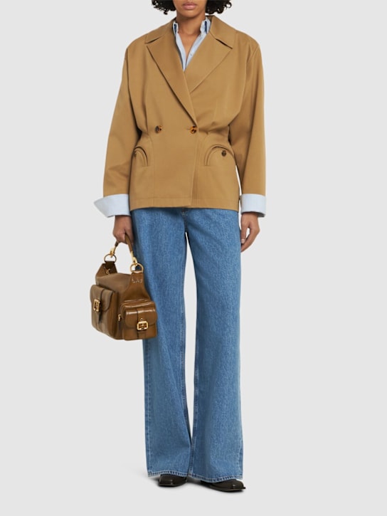 Blazé Milano: Ares elasticated cotton jacket - Walnut - women_1 | Luisa Via Roma